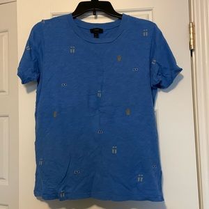 J. Crew Blue Summer Print T-Shirt Size Medium